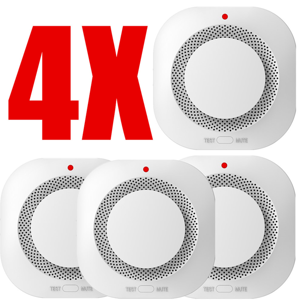 PACK OF 4 SMOKE ALARM FIRE PROTECTION HOME SECUIRTY SYSTEM BATTERY OPRATED ALARM