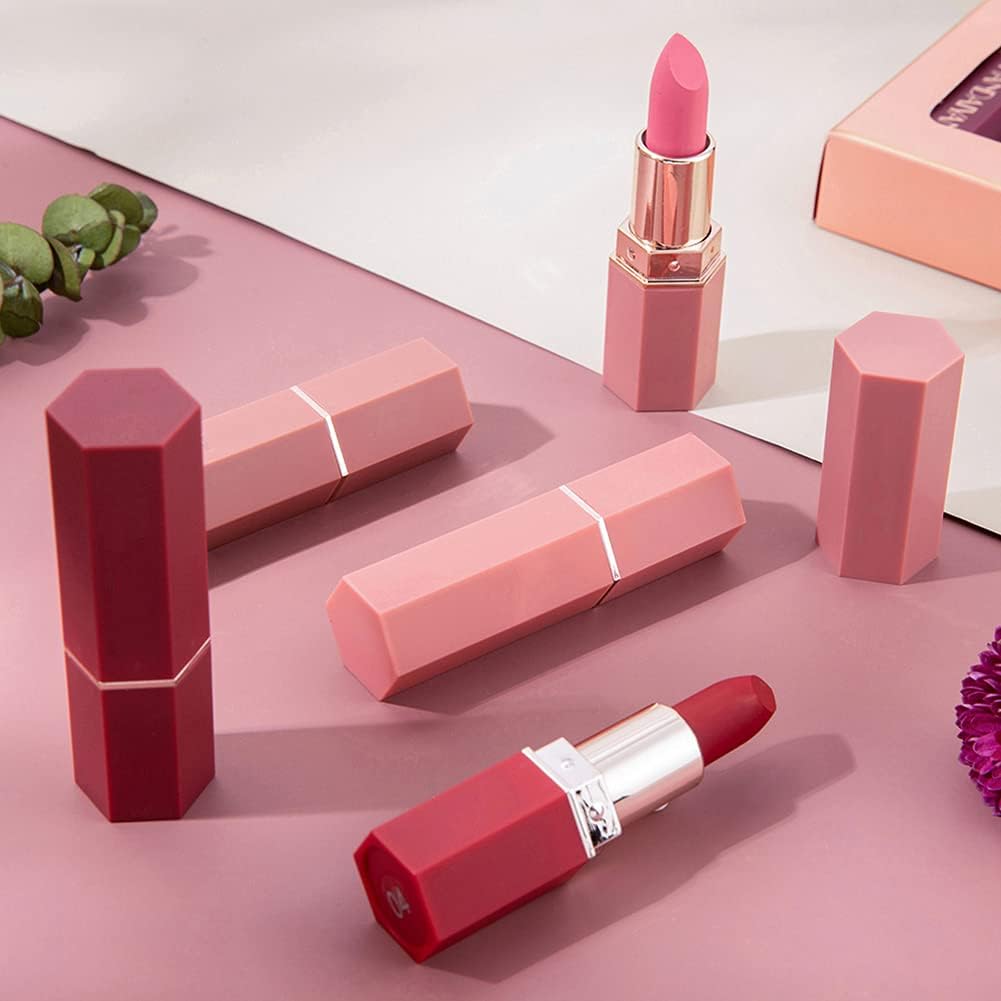 Matte Lipstick Set 6 Colors Velvet Smooth Long Lasting Smudge Proof Lipstick Waterproof Non-Stick Cup Nude Lip Makeup Set with Gift Box