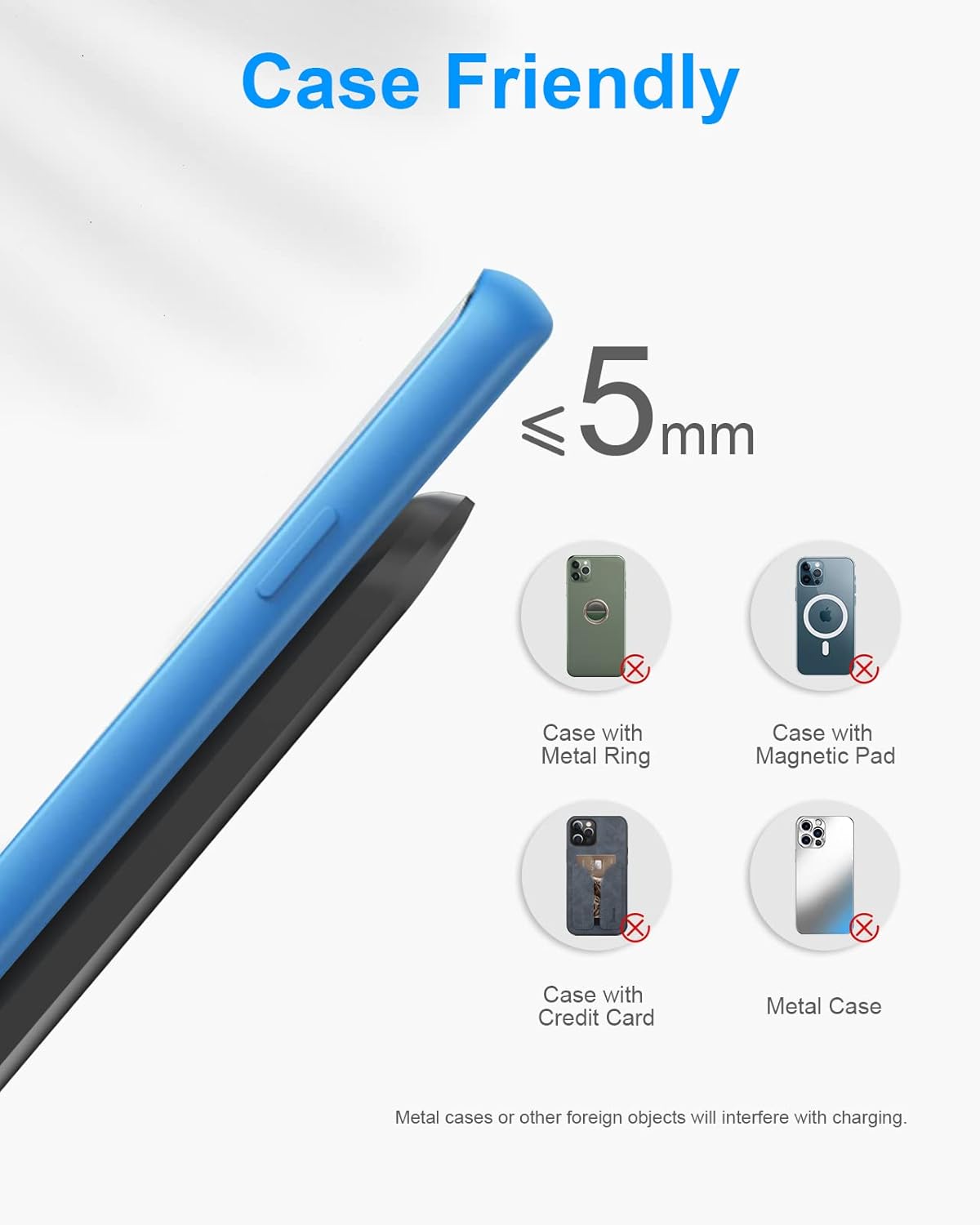NANAMI Wireless Charger for Samsung and iPhone, 15W Fast Wireless Charging Stand for Galaxy S25 Ultra S24 S23 S22 S21 S20 S10 Note 20, 7.5W for iPhone 17 16 15 14 13 12 11 X XS XR & Qi-Enabled Phone