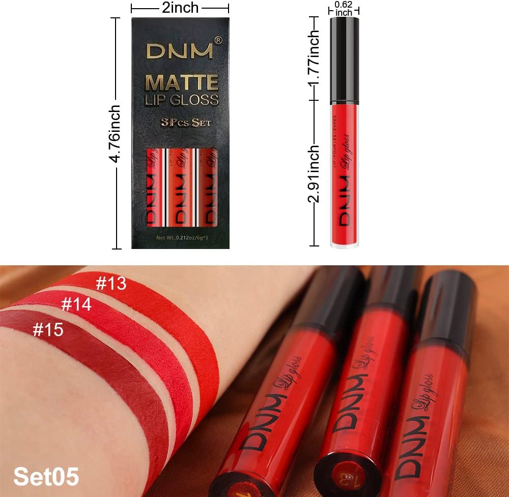 ZDHSOY 3Pcs Dark Bright Ruby Red Matte Liquid Lipstick Sets, Smudge Proof Long Lasting Matte Lipstick Lip Stain Lip Gloss Set 24 Hour Waterproof Matt Lipsticks Set Matt Liquid Makeup (Set05), 3 gram Brand: AMY'S DIARY