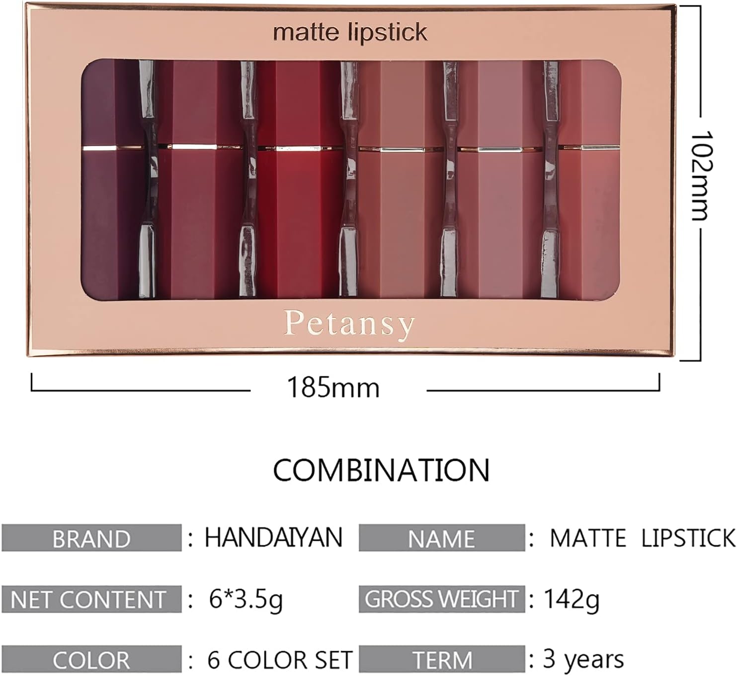 Matte Lipstick Set 6 Colors Velvet Smooth Long Lasting Smudge Proof Lipstick Waterproof Non-Stick Cup Nude Lip Makeup Set with Gift Box