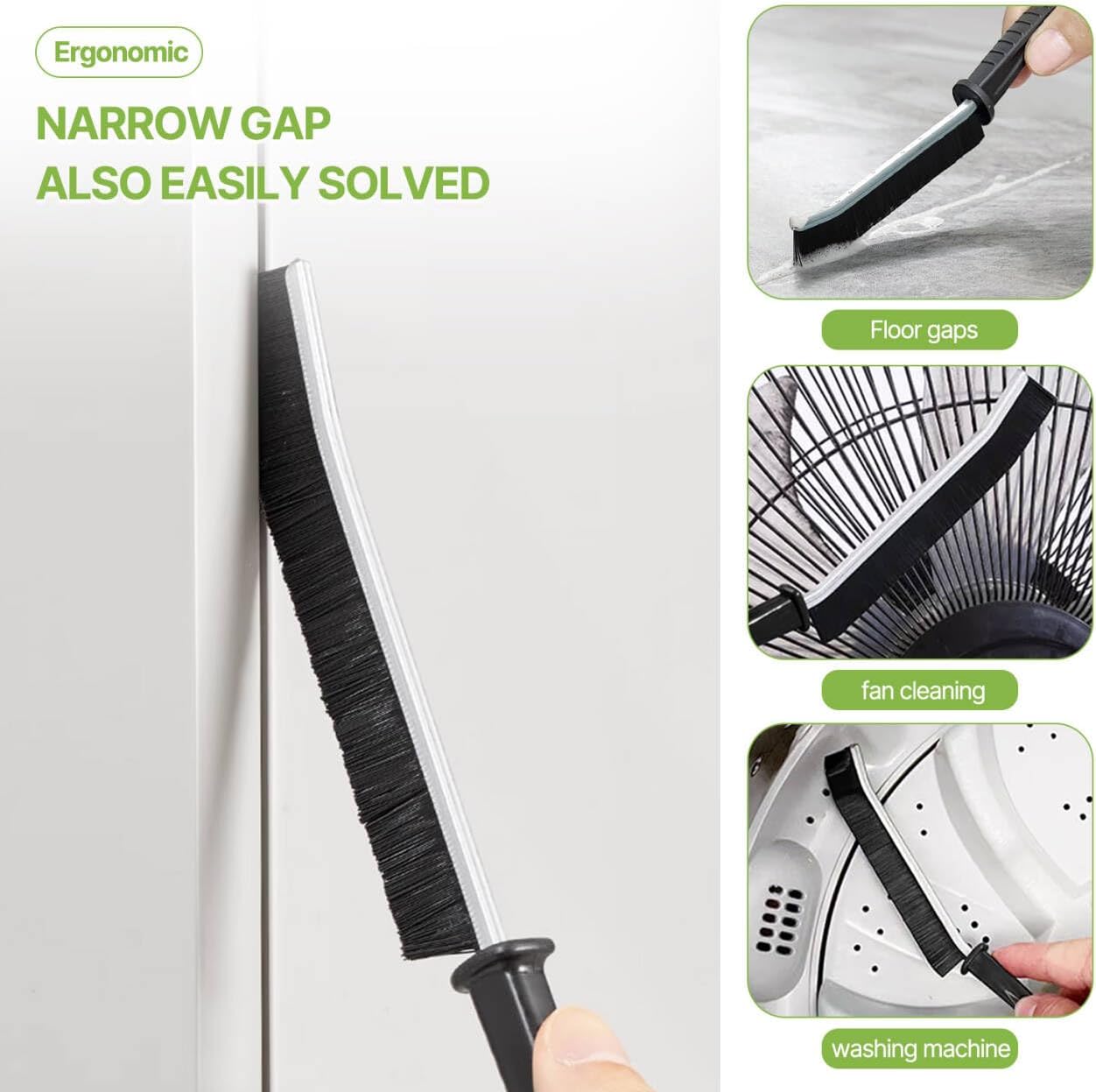 Hard Bristle Crevice Cleaning Brush for Home, Kitchen, Bathroom - Multifunctional Gap Scrubber with Durable Brush, Tile Grout Cleaner & Toilet Cleaning Tool
