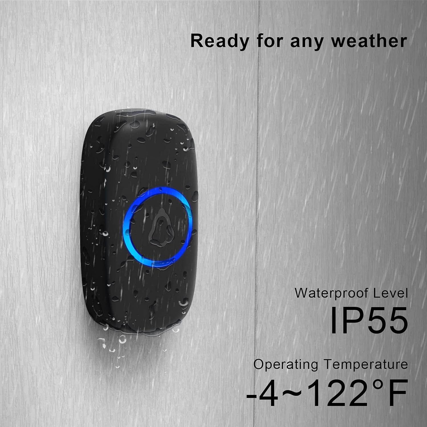 SECRUI Wireless Doorbell, Plug in Waterproof Battery Operated Cordless Doorbell Operating at 1,000 Feet Long Range with 58 Chimes 5 Volume Levels LED Light Easy Install for Home, School, Office,Black [Energy Class A++]
