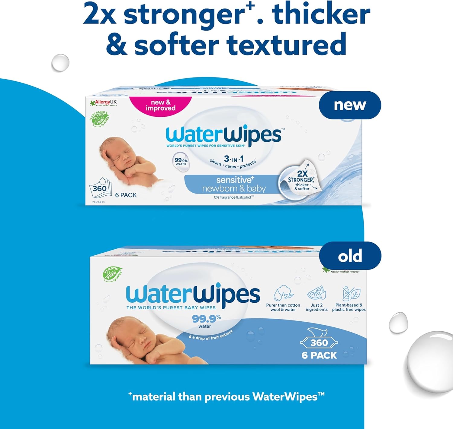 WaterWipes Sensitive+ Newborn & Baby Wipes, 360 Count (6 Packs), 3-In-1 Cleans, Cares, Protects, 99.9% Water, Unscented Visit the WaterWipes Store