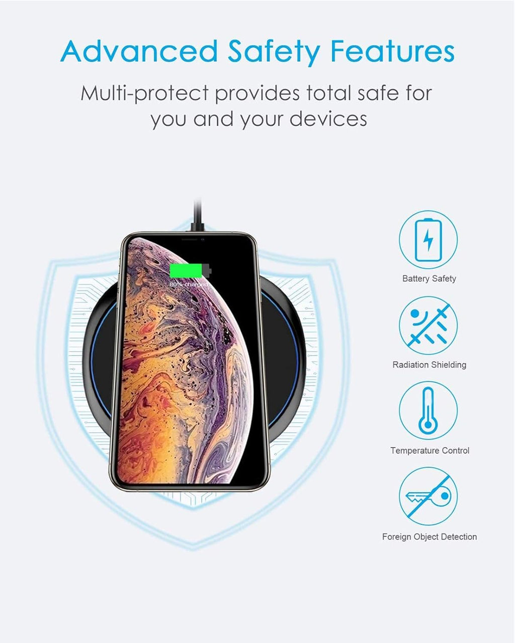 NANAMI Wireless Charger for iPhone and Samsung - Wireless Charging Pad Qi-Certified 10W Max for iPhone 17 16 15 14 13 12 SE2 11 Xs XR X New Airpods and Galaxy S25 Ultra S25+ S24 FE S23 S22 S21 S20 S10