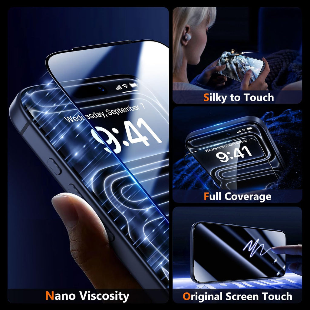 UniqueMe for iPhone 17 Pro Screen Protector - 2 Pack [Easy to Install] 9H Tempered Glass Screen Protector 6.3 inch Full Coverage [Bubble Free] Ultra Resistant Case Friendly Scratch-proof