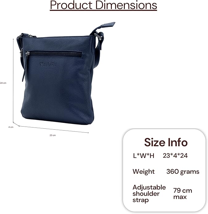 Kadei London Women’s Genuine Leather Sling Bag – Milan | Stylish Crossbody Shoulder Purse | Casual & Trendy Side Bag for Women | Made in India