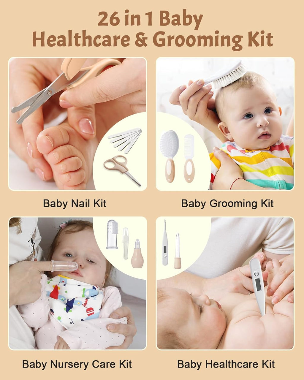 Baby Healthcare and Grooming Kit, 26 in 1 Rechargeable Baby Nail Trimmer