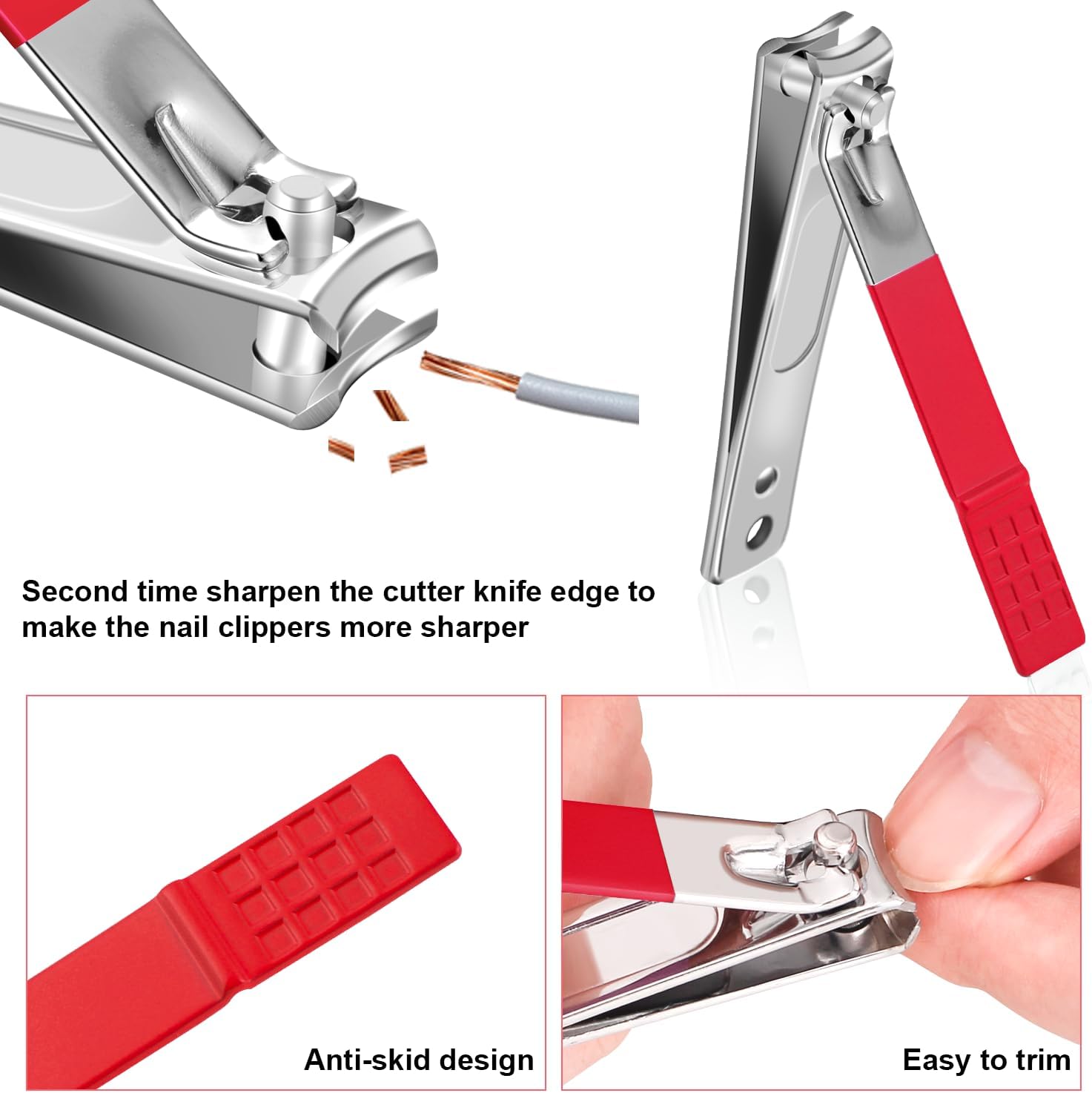 Manicure Set 10pcs Professional Nail Clippers Kit Pedicure Care Tools-Stainless Steel Grooming Tools for Travel (Red)