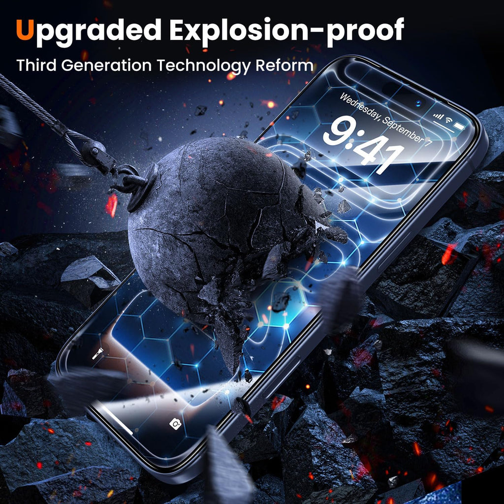 UniqueMe for iPhone 17 Pro Screen Protector - 2 Pack [Easy to Install] 9H Tempered Glass Screen Protector 6.3 inch Full Coverage [Bubble Free] Ultra Resistant Case Friendly Scratch-proof