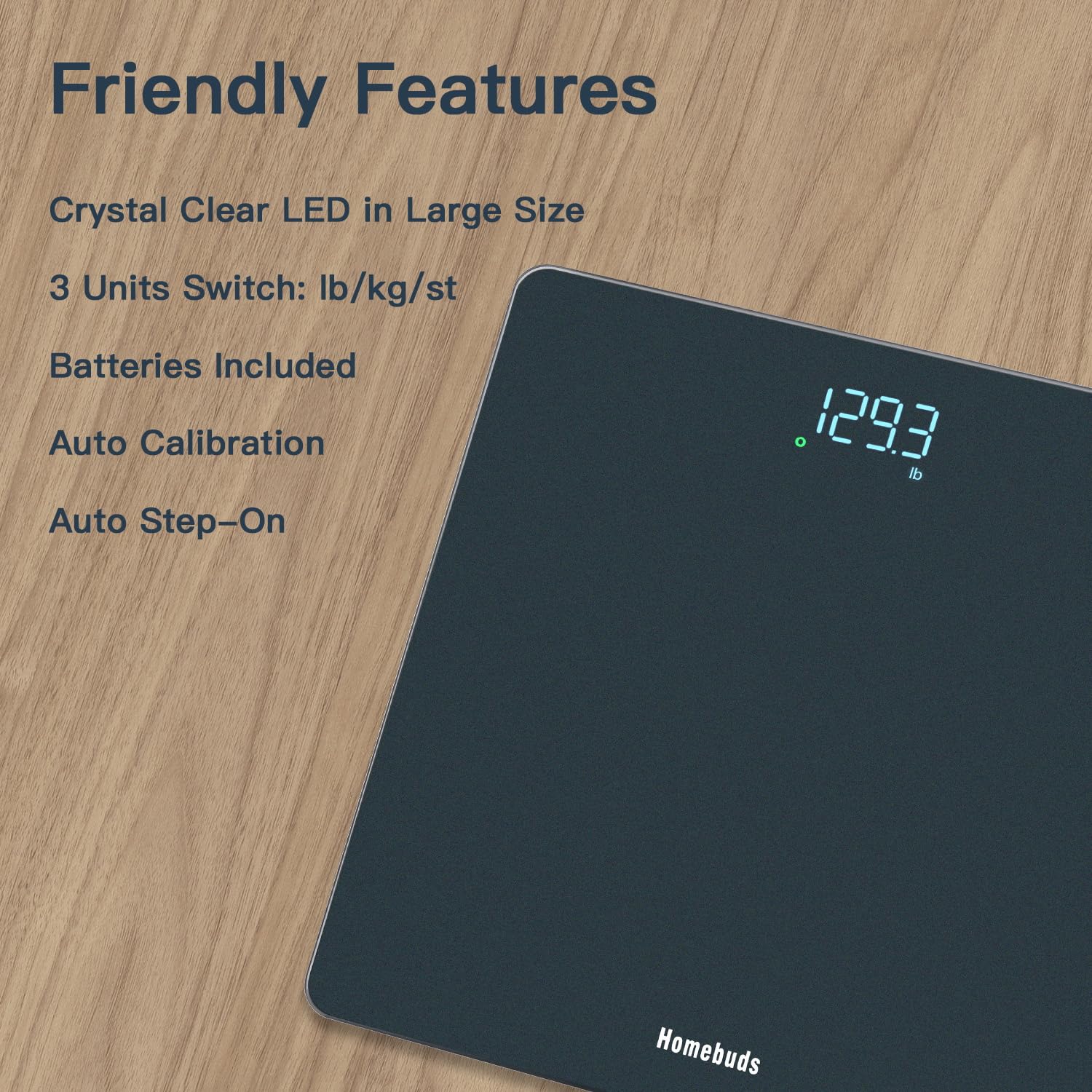 Homebuds Bathroom Scales for Body Weight, Precision 0.1lb by Our Professional Factory Since 2001, Weighing Scales LED Display and Step-On, 3*AAA Batteries Included, 28st/400lb/182kg, Blue Visit the HOMEBUDS Store