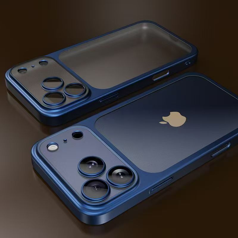 Luxury Plating Color PC Transparent Phone Case For iPhone 17 16 15 14 13 Pro Max Air Lens Protection Matte BackPlate Hard Cover